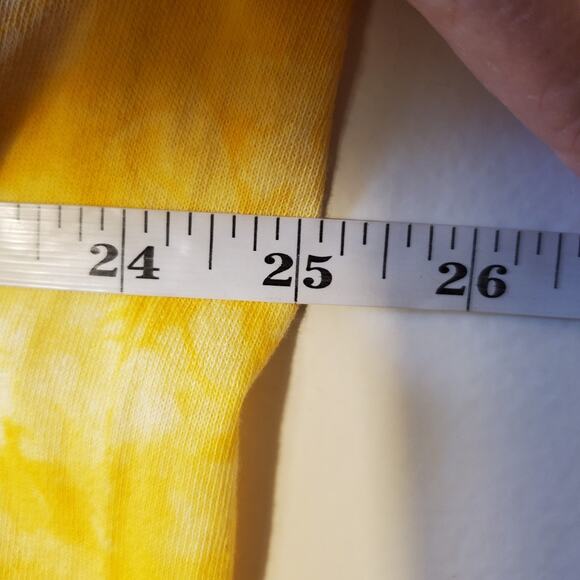 Cotton Code Yellow Maxi Dress Size L XL Tall Applique Short Sleeve Tie Dye USA - Picture 9 of 10